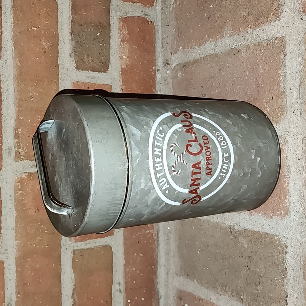 Christmas metal canister.